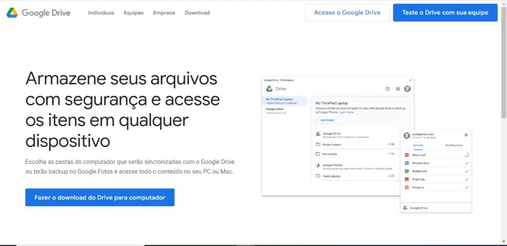 Site do Google Drive