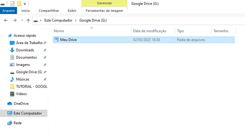 Tela do Disco Google Drive